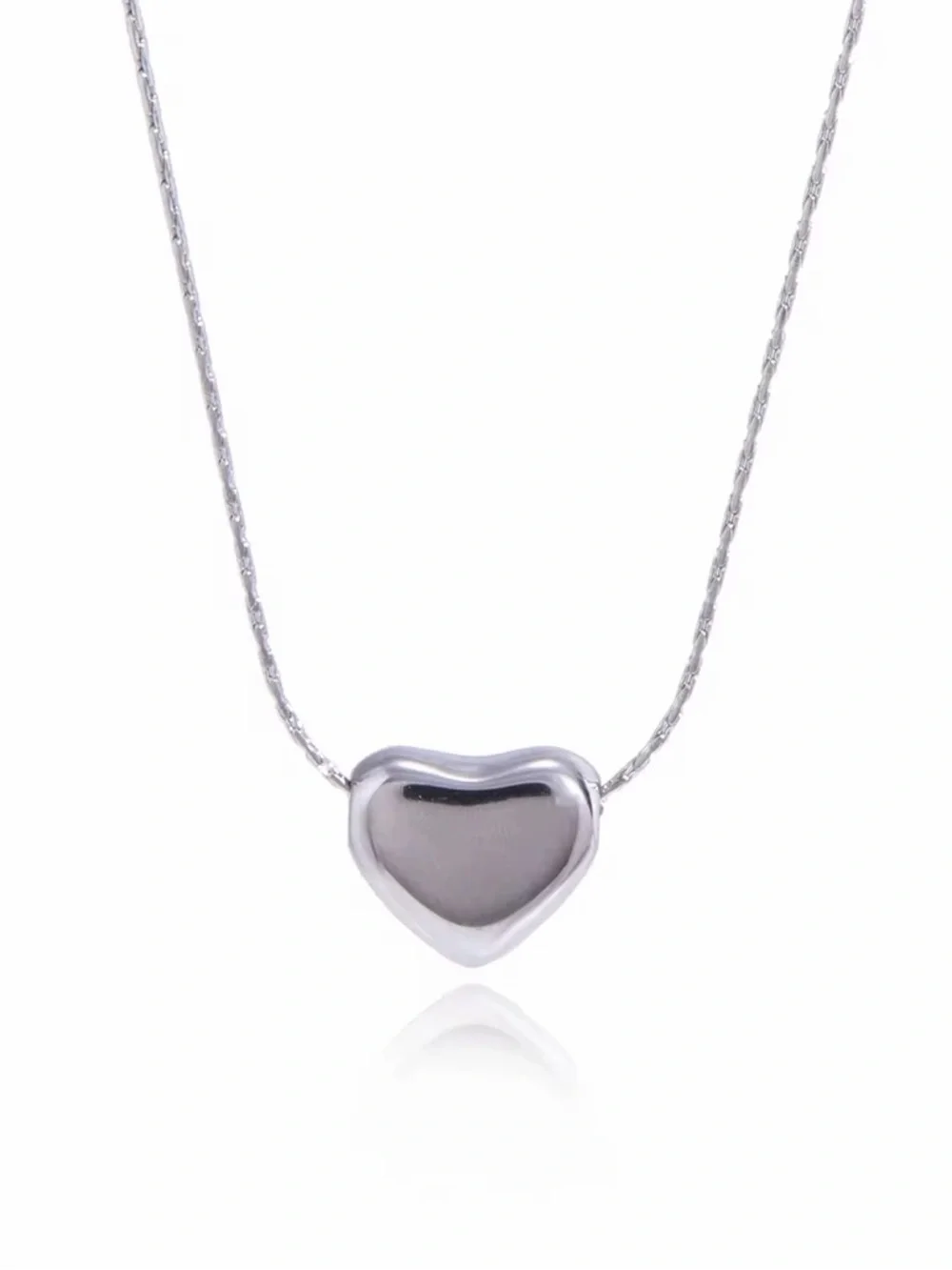 Stainless Steel Silver Tone Heart Pendant Necklace - Picture 3 of 7